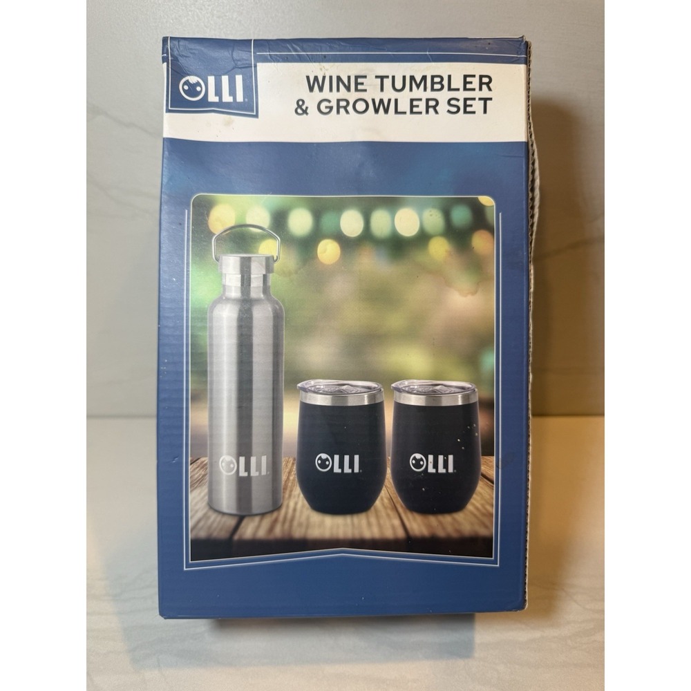 OLLI 3 Piece Set Wine Tumbler & Growler Steel - 750ml Growler, 14oz Tumblers
